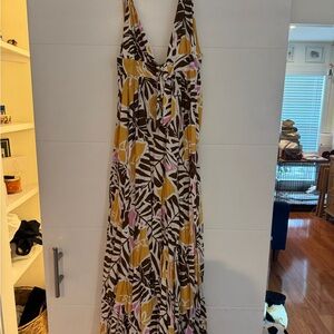 Aakaa Brown and Yellow Maxi Dress